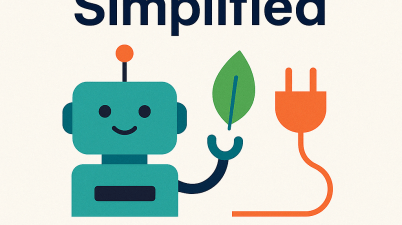 A digital illustration with bold, friendly text asking, “Is AI the Real Energy Villain?” surrounded by icons representing ChatGPT, TikTok, YouTube, and social media apps, hinting at a digital energy comparison.