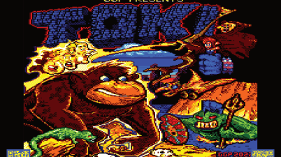 Cover of the Amstrad CPC Calendar 2026 featuring pixel art of Toki the ape, enemies, and retro fantasy elements.